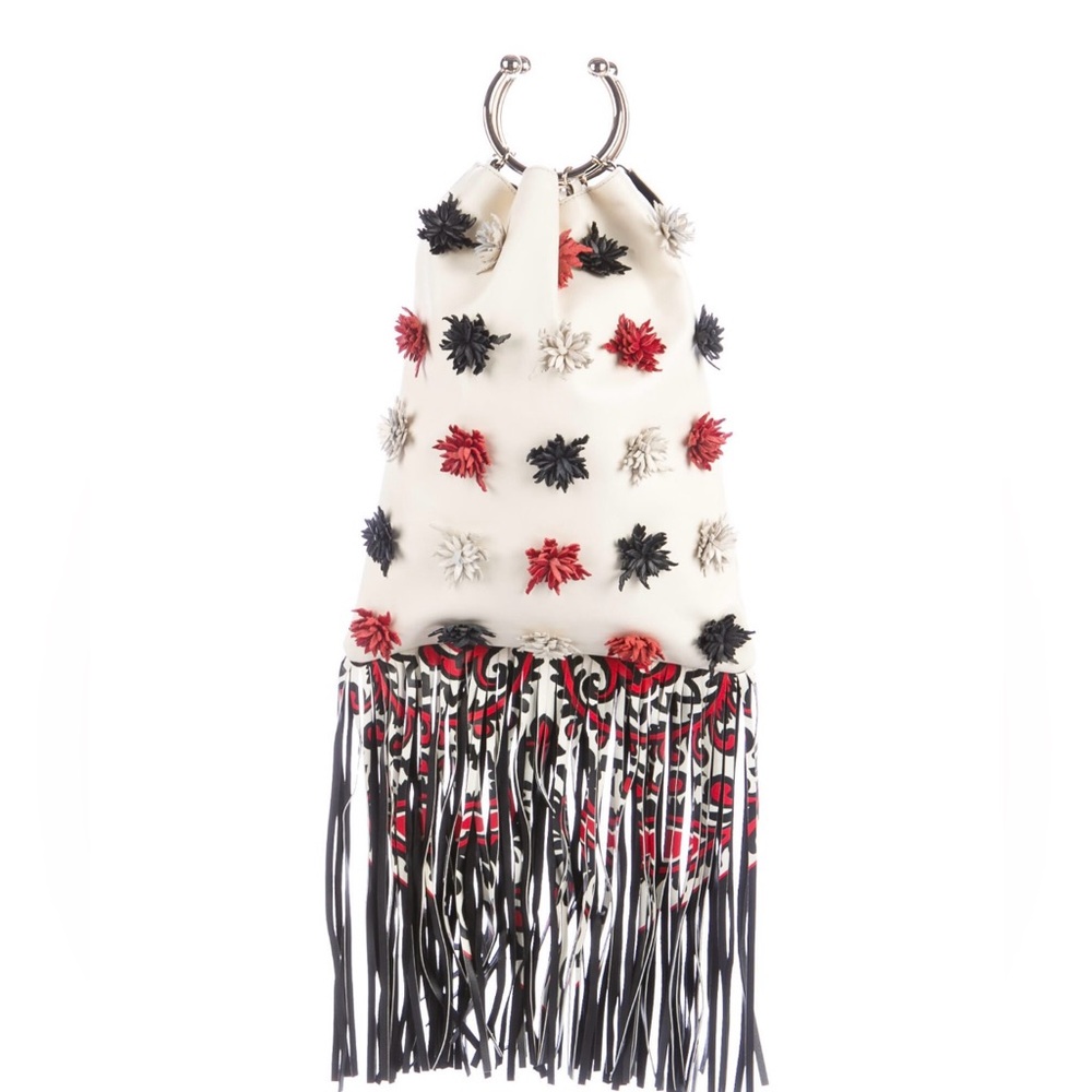 RED Valentino Leather Fringe Clutch